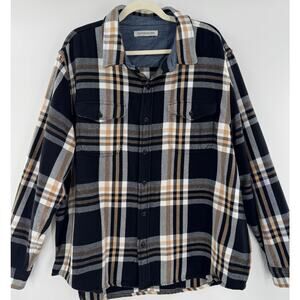 Outerknown Black Plaid Blanket Shirt Gold White Flannel Heavyweight Top XXL 2XL
